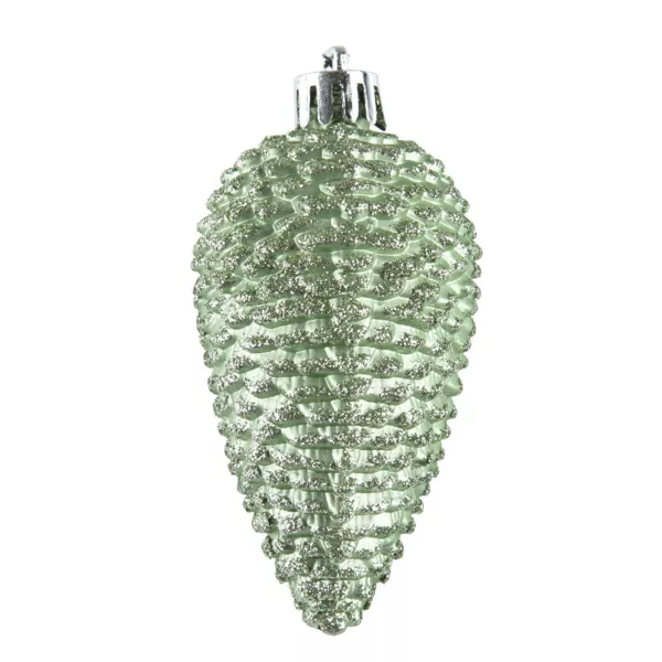 Set van 6 hangende dennenappels (H8 cm) Alpine Matcha Groen