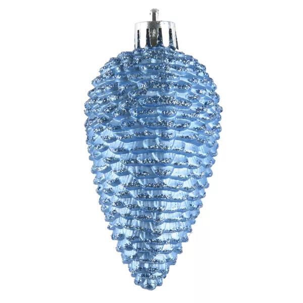 Lot de 6 pommes de pin à suspendre (H8 cm) Alpine Bleu ciel