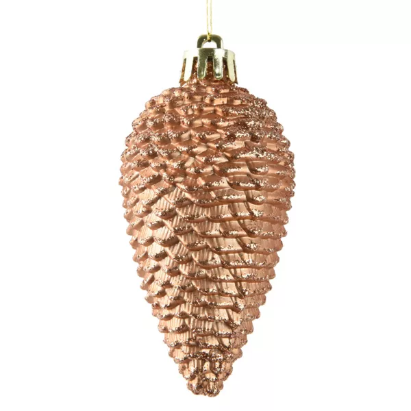 Set van 6 hangende dennenappels (H8 cm) Alpine Cognac