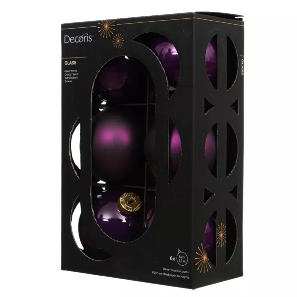 Set van 6 kerstballen van glas (D80 mm) Boreaal Vijg