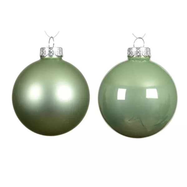 Set von 6 Weihnachtskugeln aus Glas (D80 mm) Boreal Matcha-Grün