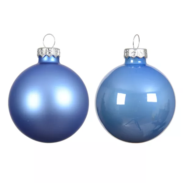 Set van 6 kerstballen van glas (D80 mm) Boreaal Hemelsblauw