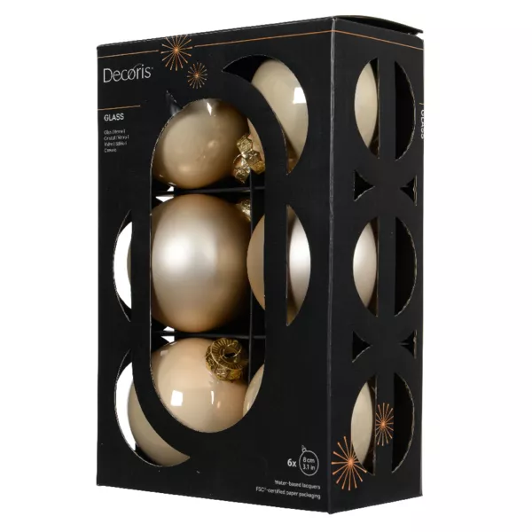 Lot de 6 boules de Nol en verre (D80 mm) Boral Perle