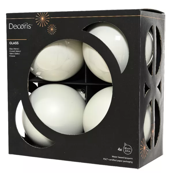 Set van 4 Kerstballen van glas (D100 mm) Boreaal Wit