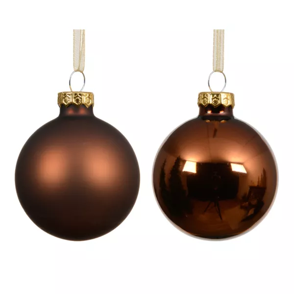 Lot de 4 Boules de Nol en verre (D100 mm) Boral Brun caf