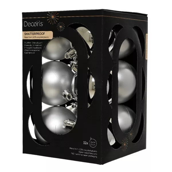 Lot de 12 boules de Noël (D60 mm) Aravis Argent