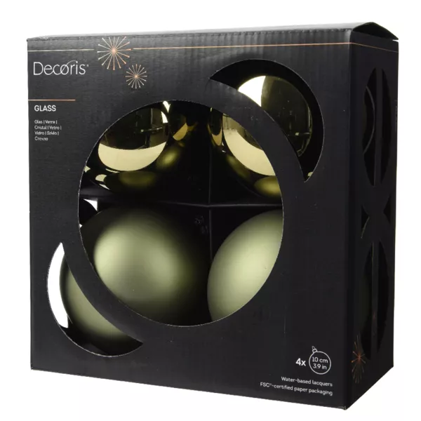 Set van 4 kerstballen van glas (D100 mm) Boreaal Rozemarijn Groen