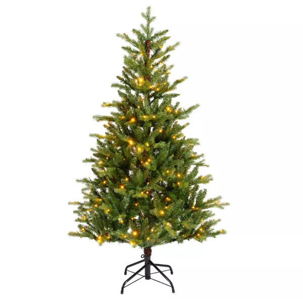 Sapin de Noël artificiel lumineux 220 LED H150 cm Allix Vert sapin