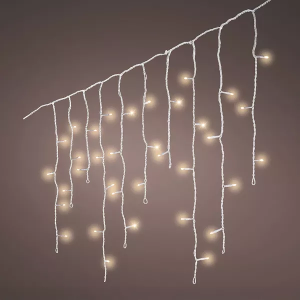 Stalactite lumineuse 30 m 900 LED câble noir Stars Grande hauteur XL Timer Blanc Chaud
