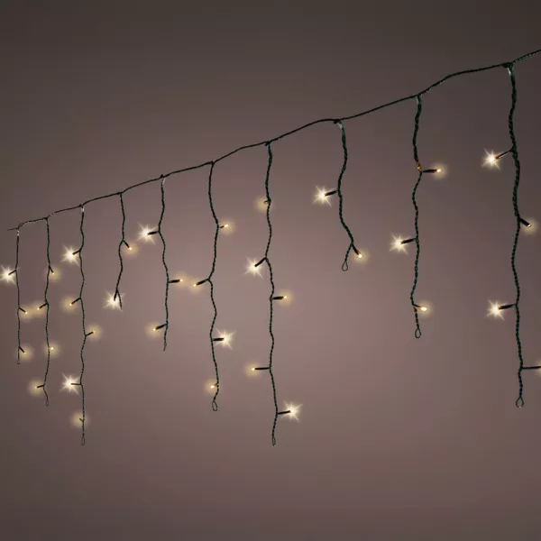 Stalactite lumineuse 20 m 490 LED câble noir Stars Blanc chaud doré