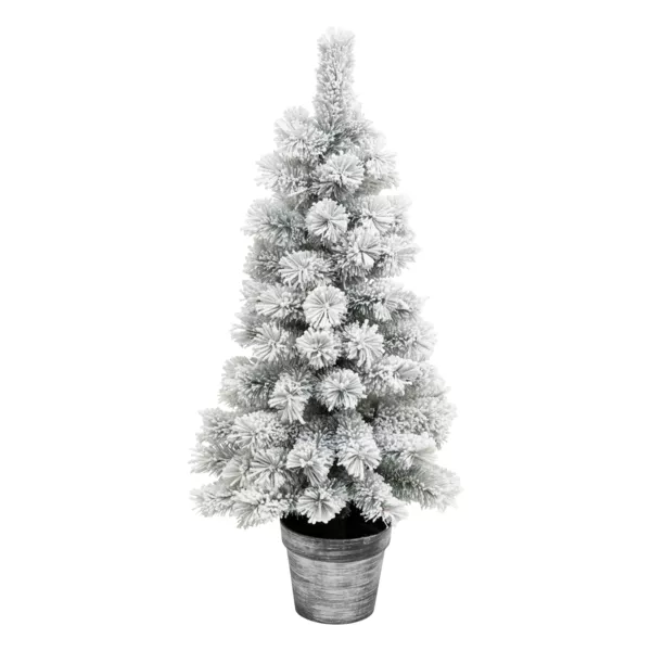 Sapin artificiel de Noël en pot (H100 cm) Windy Peak Vert enneigé