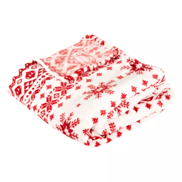 Plaid di Natale (180 x 130 cm) Chalet di Montagna Rosso