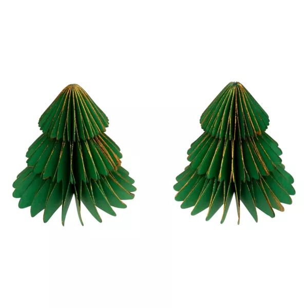 Lot de 2 minis Sapins dcoratifs (H6 cm) Papier magntique Vert