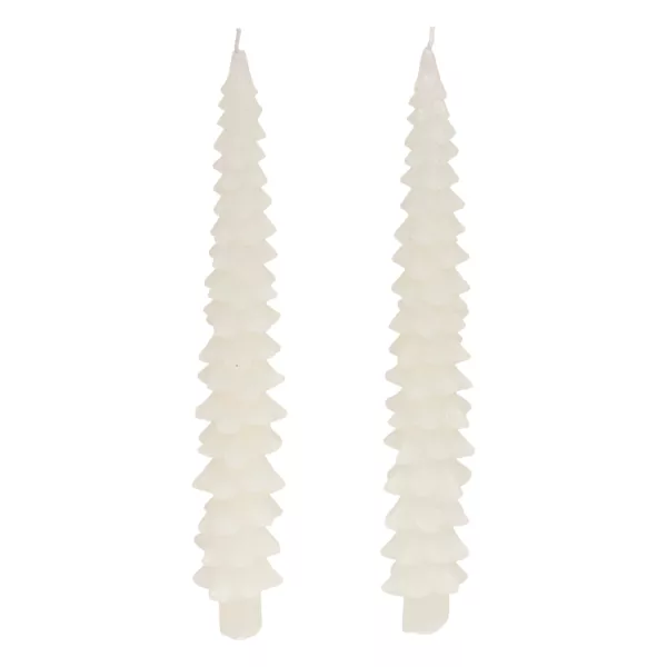 Lot de 2 bougies bâton en cire (H25 cm) Sapin Blanc