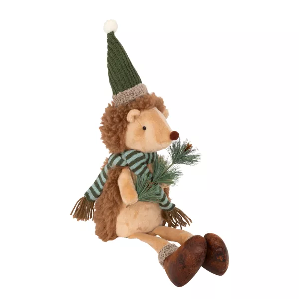 Zittende knuffel (H61cm) Bos egel Beige en groen