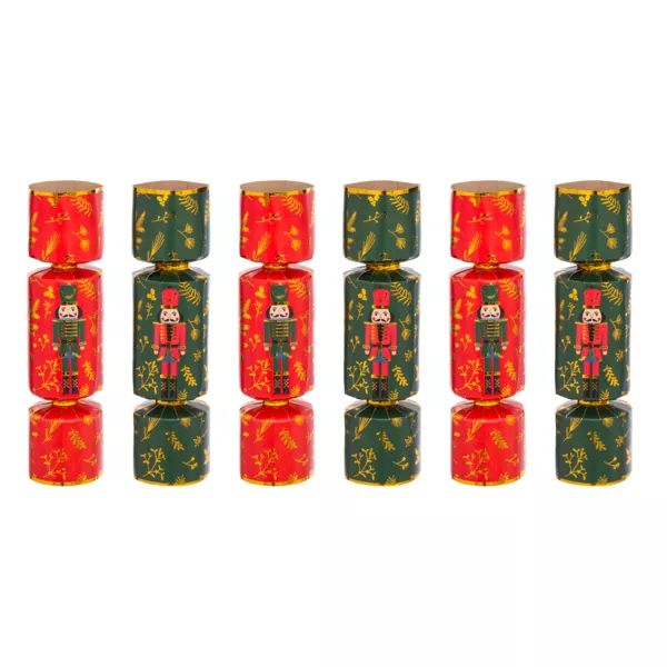 Lot de 6 crackers de Noël Soldats Casse-noisette Vert et Rouge