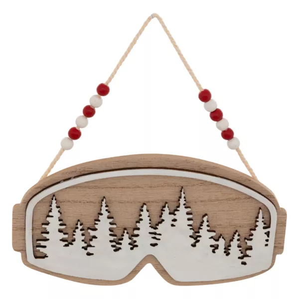 Suspension de Noël en bois (H16 cm) Masque de ski Naturel