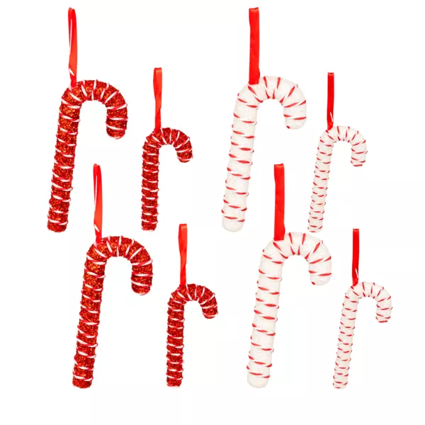 Lot de 10 sucres d'orge (H21 cm) Sucreries festives Rouge et Blanc