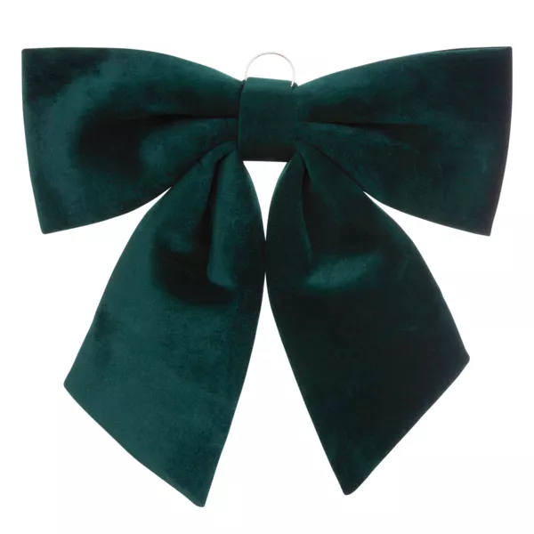 Grote kerststrik (H35 cm) Prestige fluweel Dennengroen