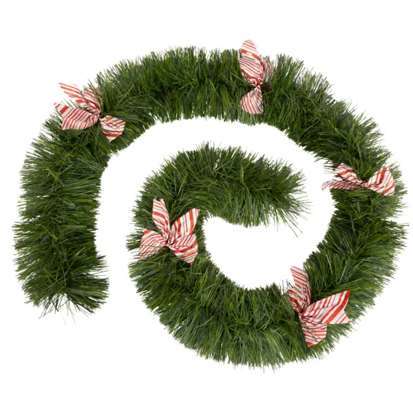 Tannengirlande (270 cm) Schleifen rot-weiß gestreift