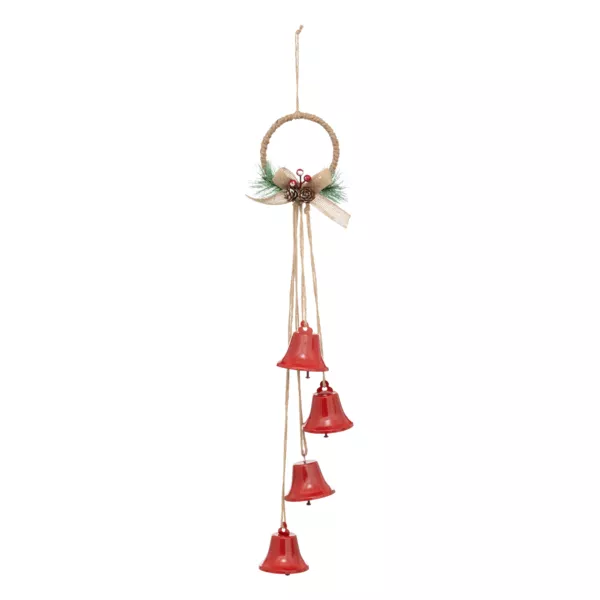 Kerstophanging decoratie (H55 cm) Metalen belletjes Rood