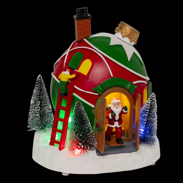 Julelandsby, musikalsk og animeret, batteridrevet (H22 cm) Julemandens hytte