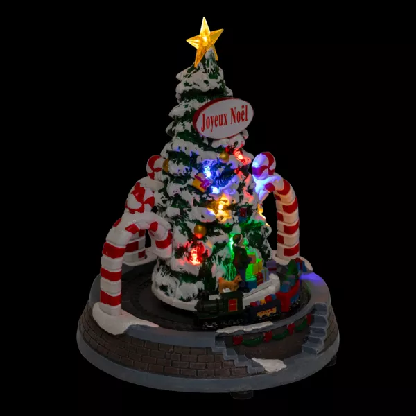 Sapin de Noël lumineux et animé à piles (H24 cm) Arches sucre d'orge