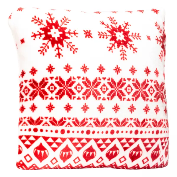 Coussin de Noël carré (40 x 40 cm) Flocons de neige Rouge et blanc