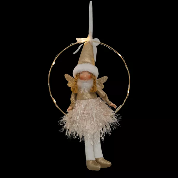 Lichtgevende Kerstengel op batterijen (H32 cm) Gouden Maanfee