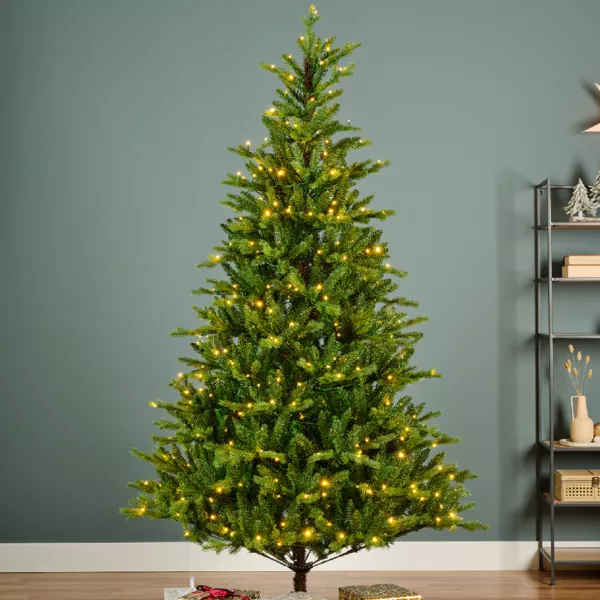 Sapin de Noël artificiel lumineux 560 LED H240 cm Allix Vert sapin