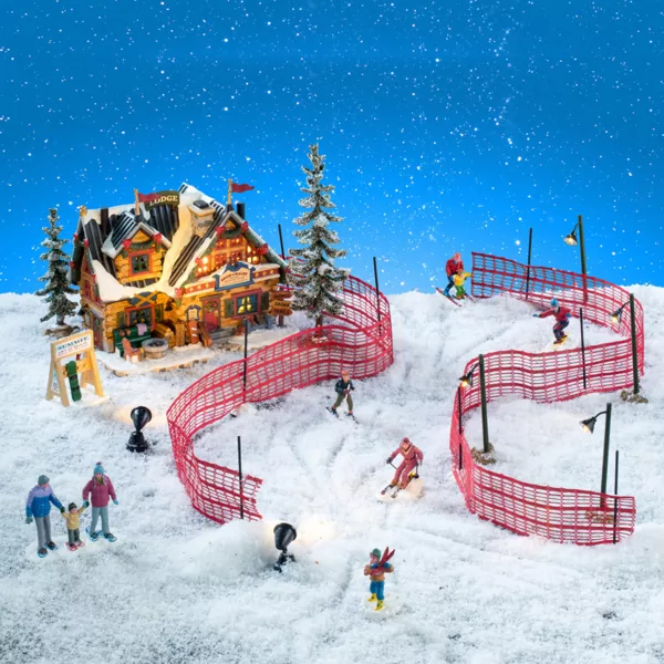 Lemax Kerstdorp verlichte complete set Ski Chalet