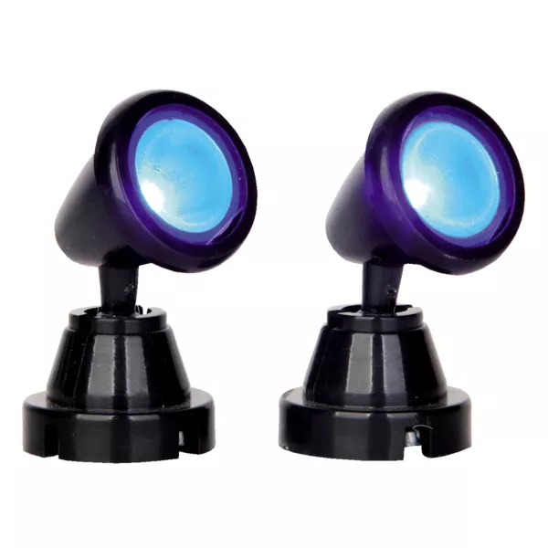 Lemax Leuchtzubehr (H3,5 cm) Set von 2 Spots Blaue Lichtprojektoren