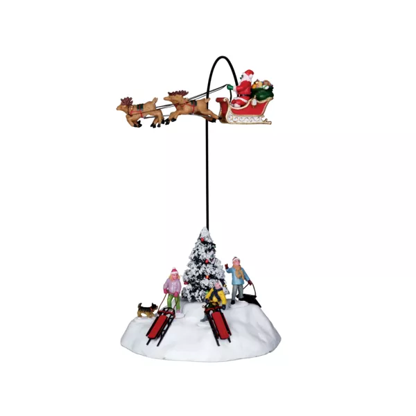 Accessoire Lemax animé (H33 cm) Père Noël volant dans les airs