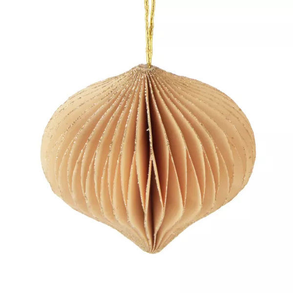 Set van 9 kerstboomhangers (D60 mm) Magnetische papieren sluiting Beige, wit en goud