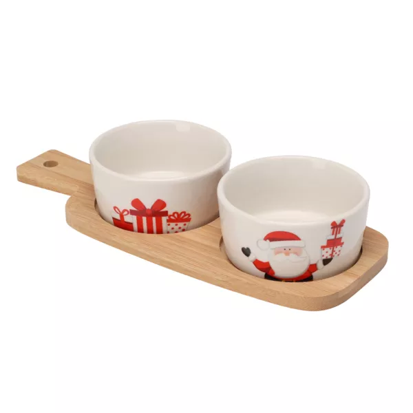 Set à tapas 2 bols (10 x 25 cm) Père Noël et cadeaux Rouge