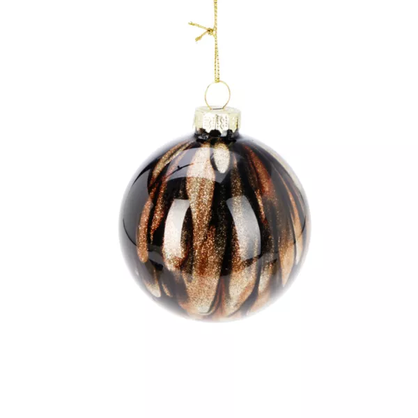 Lot de 12 boules de Noël en verre (D80 mm) New York Brun scintillant