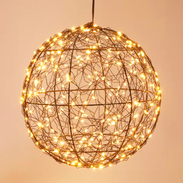 Suspensión luminosa 300 micro LED (D25 cm) Brillo Polar Negro y Blanco cálido