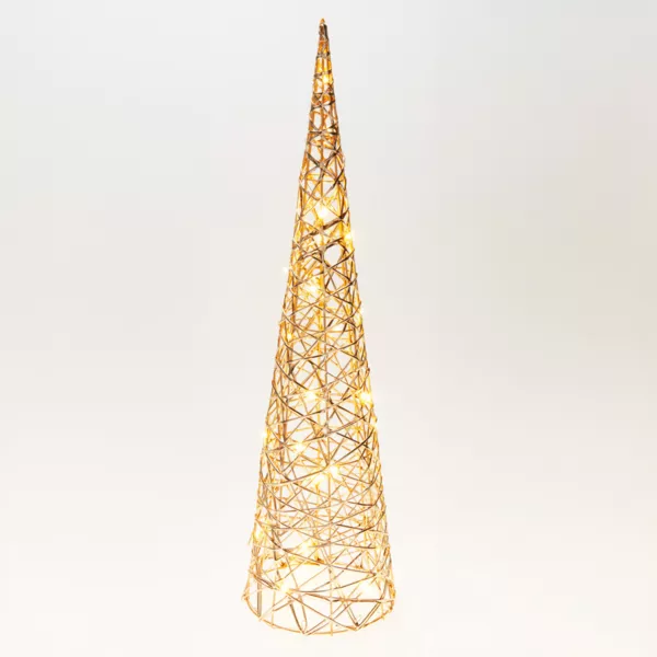 Cône lumineux sur piles 30 micro LED (H60 cm) Éclats Blanc chaud
