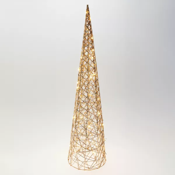 Cono luminoso a pilas 40 micro LED (H80 cm) Destellos Blanco cálido