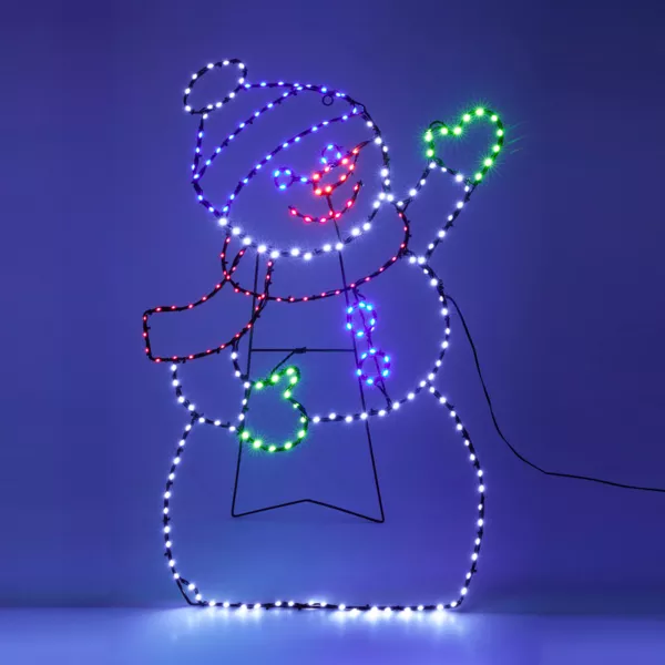 Bonhomme de neige 246 LED (H79 cm) Néon effet flash Multicolore