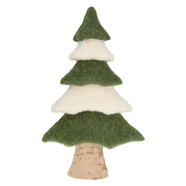 Vilten Kerstboom (H50 cm) Mousselin Groen en wit