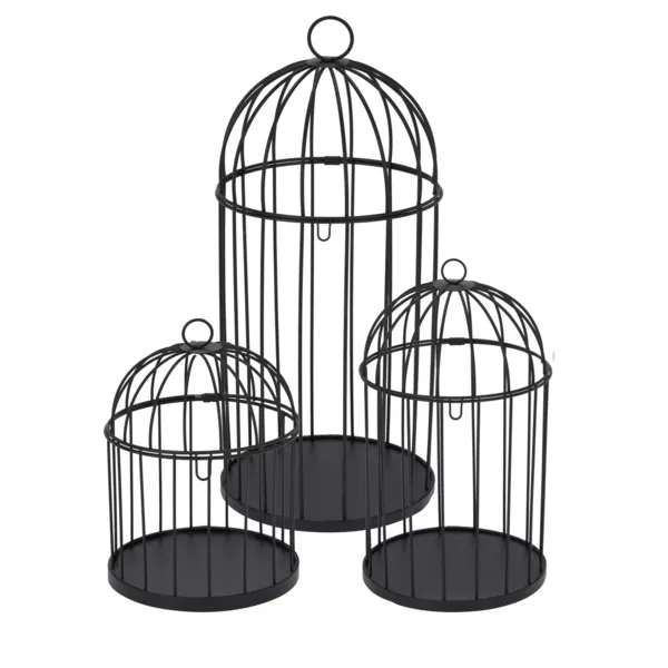 Set van 3 vogelkooien (H41 cm) Christmas Chic Zwart