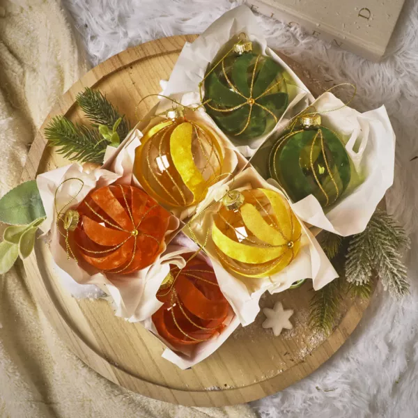 Set van 12 kerstballen van glas (D80 mm) Chic fluweel Multicolor