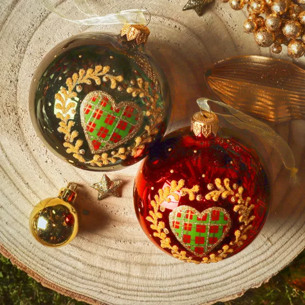 Lot de 6 boules de Noël en verre (D80 mm) Saint-Moritz Bordeaux