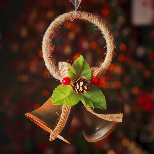 Decorazione natalizia da appendere in metallo (H10 cm) Campanelli d'epoca Marrone