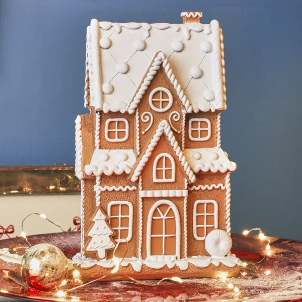 Maison dcorative (H21 cm) Crme anglaise et pain d'pices Marron