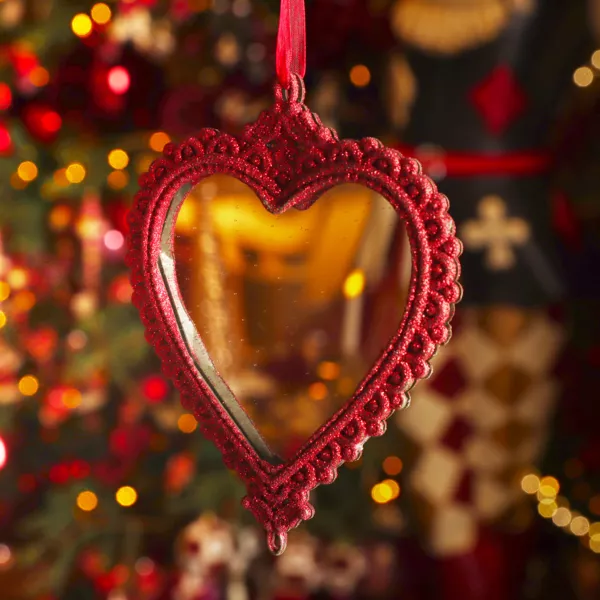 Decorazione natalizia sospesa (H14 cm) Cuore bohmien Rosso