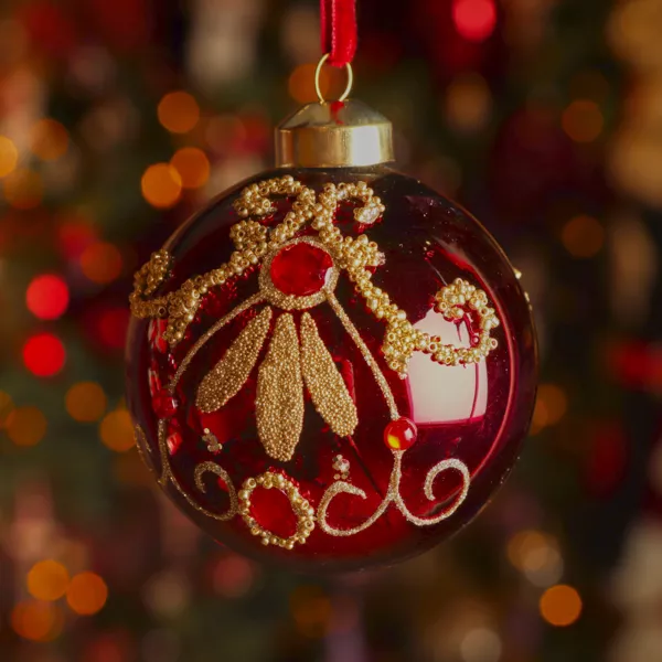 Set di 3 palline di Natale in vetro (D80 mm) Palazzo Bordeaux