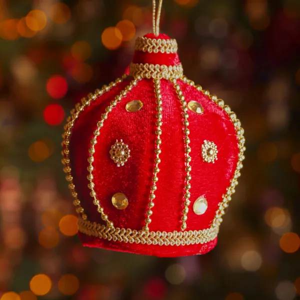 Suspension de Nol (H10 cm) Couronne velours Rouge