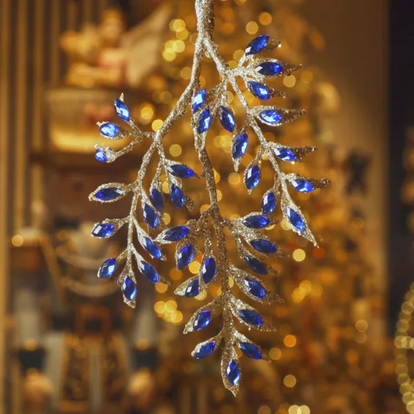 Suspension de Noël (H24 cm) Branche diamant Bleu nuit